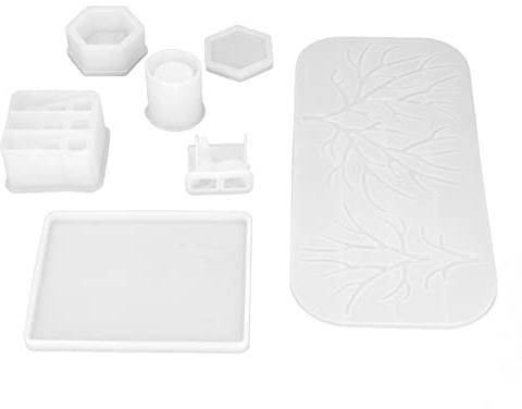 Moldes de Silicona para Resina, 7 Piezas, Bandeja Exhibidora de Joyas con Diseño de Ciervo, Blanco - Flexible y Reutilizable, Fácil de Limpiar, Ideal para Manualidades y Decoraci