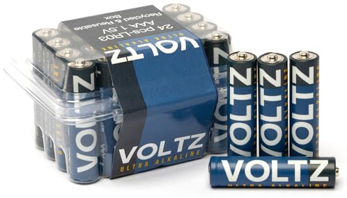 VOLTZ Paquete de 24 Pilas Ultra Alcalinas AAA No Recargables 1,5V, LR03 Uso Diario- Pack de 24 AAA