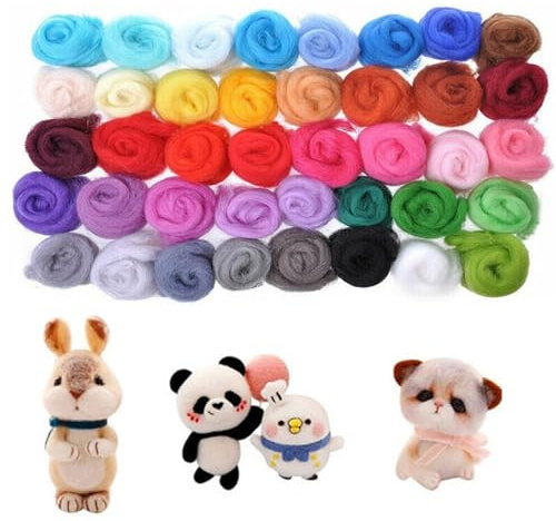 BRTNUP Filzwolle 40 Farben Set, 120g Märchenwolle aus Schafwolle für Nassfilzen und Trockenfilzen, Premium Merinowolle zum Basteln, Stricken und Filzen, Ideal für Kinder, Anfänger und DIY-Projekte