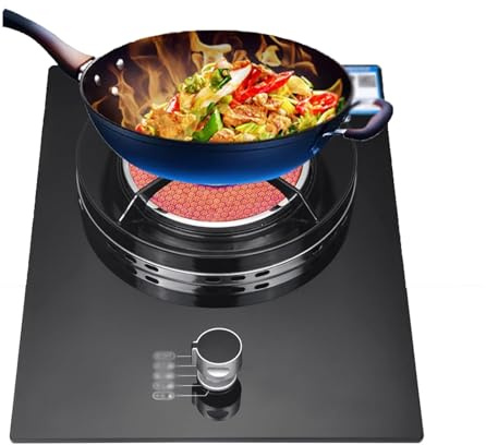 Cuisinière À Gaz 1 Brûleur, 4,2 KW Gaziniere Gaz, Avec Support À Casseroles En Fonte Et Verre Trempé, Protection Anti-flamme, Pose Libre, Pour La Cuisine(LPG)