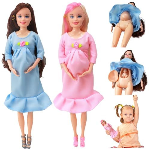 Muzrunq Bambola Incinta 11.5 Giocattolo per Madre Incinta in ABS Sicuro con Bambola Moda Creativa con Giunto Mobile 2 Pezzi per Bambini con Bambino nella Pancia
