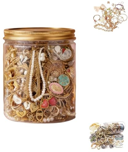 Mystery Box For Women, 10/30+bit blandade smyckesburkar Set, inklusive halsband, örhängen, ring, födelsedagspresent till henne(Gold,1 can (30pcs))