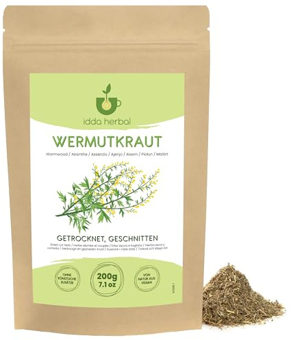 IDDA Herbal Absinthe Thé 200g, Thé en Feuilles, Herbe d'Absinthe Délicatement Séchée et Coupée