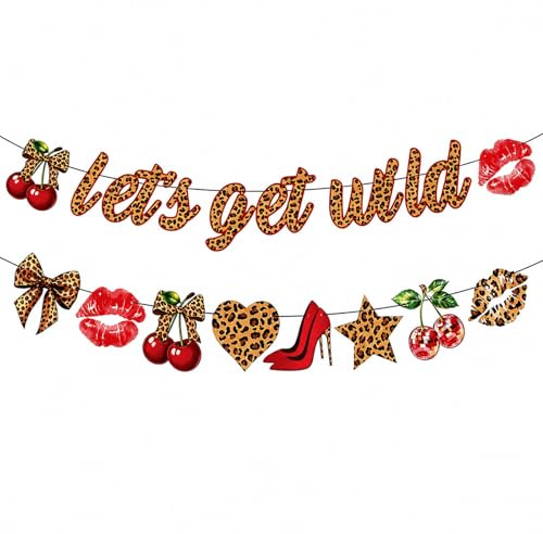 Tourima Let's Get Wild JGA Girlande Leopardenmuster, 2 Banner mit 5 m Schnur, Leopard Deko für Junggesellinnenabschied Frauen, Bride to Be Party, Mädelsabend, Bachelorette Party und JGA Deko Frauen