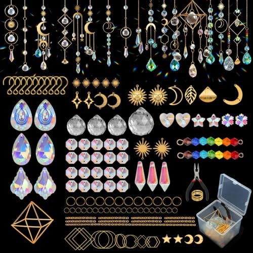 400 Piezas Atrapasoles Cristal Colgante Kit, DIY Kits para Hacer Atrapasoles, Suncatcher para Decoración de Ventana, para Ventana Jardin Fiesta Decor