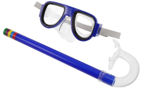 Lunettes de Plongée pour Garçon et Filles Anti-buée, 1 Set Bleu en Silicone | Tuba, pour Exploration Sous-marine et Apprentissage Nage, Équipement Junior en Ps