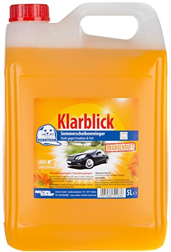 ROBBYROB Klarblick Sommerschreibenreiniger 5L – Gebrauchsfertiger Scheibenreiniger mit Orangenduft, entfernt Insekten & Fett, streifenfreie Sicht, polycarbonatverträglich