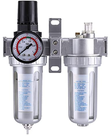 Filtro per Aria Compressa con Regolatore e Lubrificatore, Separatore Olio-Acqua 3/8 per Pneumatico, Valvola Scarico Umidità per Utensili ad Aria SFC300