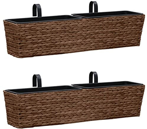 vidaXL 2X Blumenkasten Pflanzkübel Balkonkasten Pflanzkasten Blumentopf Blumenkübel Blumentöpfe Garten Balkon Terrasse Stahl Wasserhyazinthe Braun