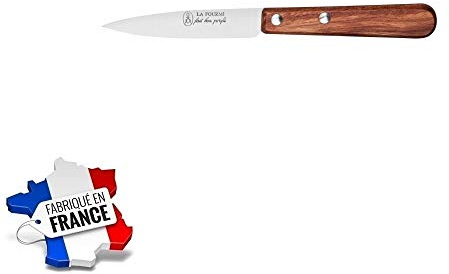 Les Colis Noirs LCN - Lot de 4 Couteau Office Lame Emoute 8cm INOX Manche Bois La Fourmi - Ustensile Cuisine Légume - 047