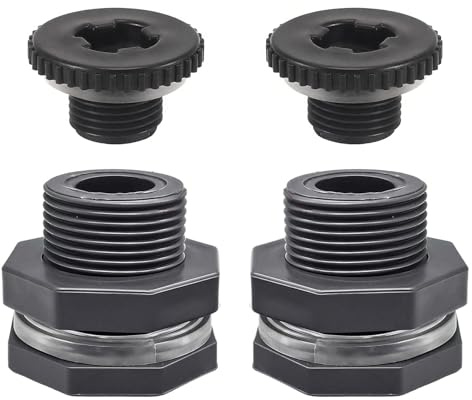 Metaland 1/2 Female Bulkhead Water Tank Connector PVC Thru-Bulk Fitting for Rain Barrels, Aquariums, Tubs, Pools (Pack of 2)