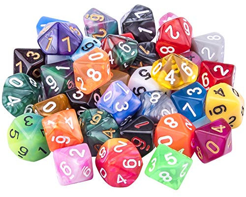 SIQUK 35 Stück Polyedrisch Würfel Set mit Schwarz Beutel, 10 Seitige Würfel Bunt Würfel Spiel Würfel für DND MPG MTG Dungeons und Dragons(Zufällige Farbe)