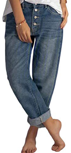 Onsoyours Straight Jean Droit Femme Taille Haute Stretch Skinny Slim Sexy Crayon Pantalons Droit Bootcut Push Up Boyfriend Denim Pants Casual Rétro Z1 Bleu L