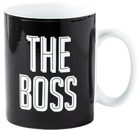 Caribou Living The Boss - Large 500ml Porcelain Mug for Hot Drinks, Tea, Coffee, Hot Chocolate - Black