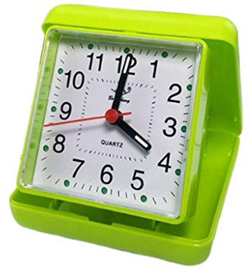 Easnea Large Numbers Plastic Silent Folding Desk Travel Clock Home Design - Green, 10x10x4.5 cm