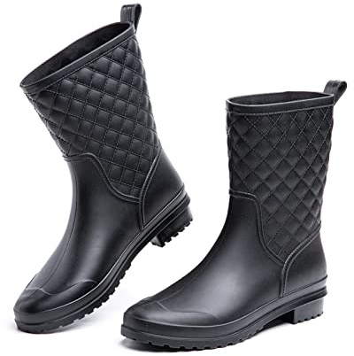 Stivali Gomma Donna Stivaletti Pioggia Chelsea Rain Boots Wellies Ankle Boots Stivaletti Impermeabili Scarpe da Pioggia Nero Taglia EU 37