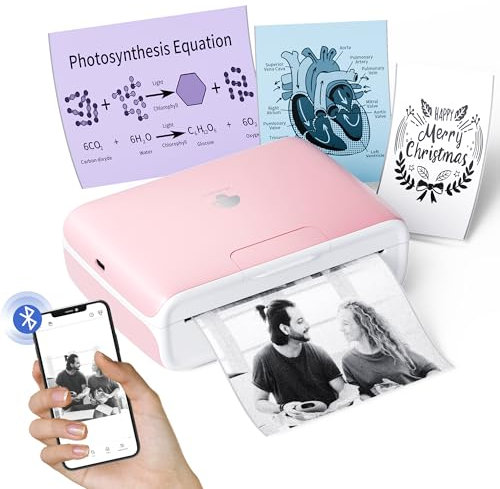 Phomemo M04S Mini Drucker Tragbarer Thermodrucker, 300 DPI Sticker Drucker 110mm für Geschenk, Studiennotizen, Etiketten, Fotos, Minidrucker für Smartphone Kompatibel mit iOS & Android