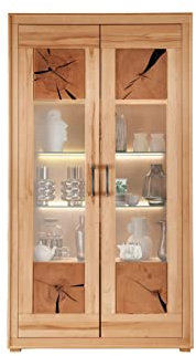 möbelando Vitrine >WZ-0315< (BxHxT: 106x201x40 cm) in Natur geölt - 106x201x40 (BxHxT)