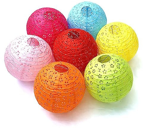 Surwin 20 Piezas Farolillos de Papel Linternas de Papel Colgantes 20, 25, 30 cm Linternas Chinos de Papel Colores DIY Redonda Faroles Decorativa para Exterior Fiesta Boda Cumpleaños (30cm,Multicolor)