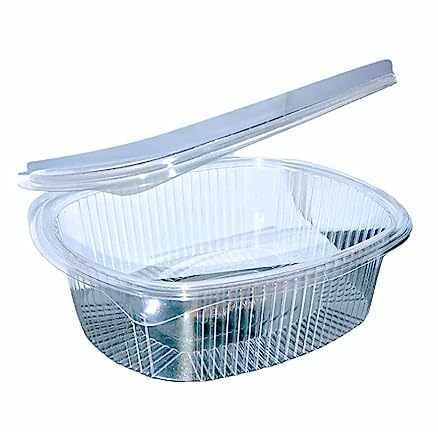 RFD Vaschette Plastica PET per Alimenti 500cc con Coperchio Trasparente - 100 Pezzi