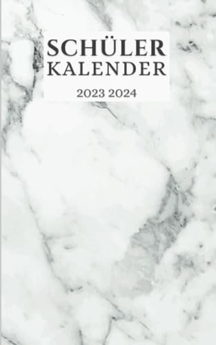Schülerkalender 2023/24 Marmor: Für schüler mädchen jungen - 1 tag 1 seite - von August 23 bis Juli 24 - Hausaufgabenheft grundschule gymnasium oberstufe universität