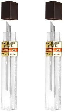 Pentel Super Polymer Bleistiftmine Ersatzminen für automatische und mechanische Bleistifte, 0,3 mm, 2H, 2 Stück