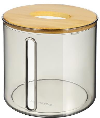 Alipis Clear Roll Tissue Box Holder with Wood Lid Facial Tissue Dispenser Box Case Napkin Organizer Container for Countertop Bathroom Kitchen