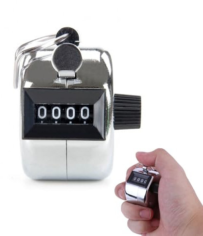 SYQZMYA Handzähler, 4-Stellige Zähler, 1 Stück Metall Zähler Klicker Counter, Robust und Langlebig, Reihenzähler für Personenzähler, Coaching, Golf und Reihenzähler