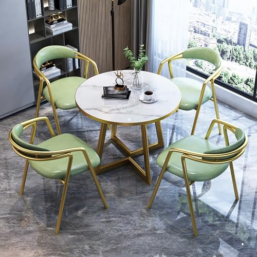 Büro-Empfangsraum-Clubtisch,Esstisch-Set,Besprechungstisch Mit Stühlen,kleine Konferenzraumtische,Rezeption Tisch Und Stuhl Kombination,Verhandlungstisch,runde Verkaufstische,1 Tisch,4 Stühle 80CM ( S