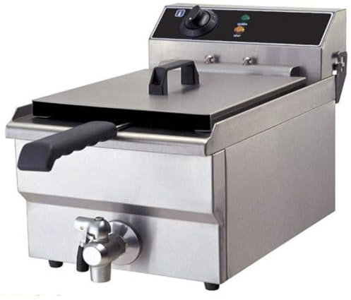 Quattro 19L Commercial Deep Fat Fryer with Drain Tap – Heavy Duty Countertop Electric Fryer for Catering, Cafe's, Takeaways & Restaurants – Thermostat Control & Safety Cut-Out