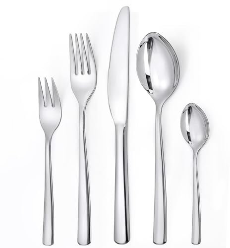 LAZAHOME Besteck Set 6 Personen, 30 teilig Edelstahl Besteckset, Essbesteck Set mit Messer Gabel Löffel, Hochwertiges Edelstahlbesteck, Spülmaschinenfest.