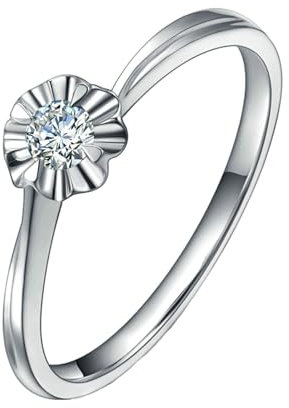 ANAZOZ Trauringe Platin 950, Damen Solitärring Hochzeit Ringe mit Labor Diamant 0,12 Karat größe 52 (16.6)