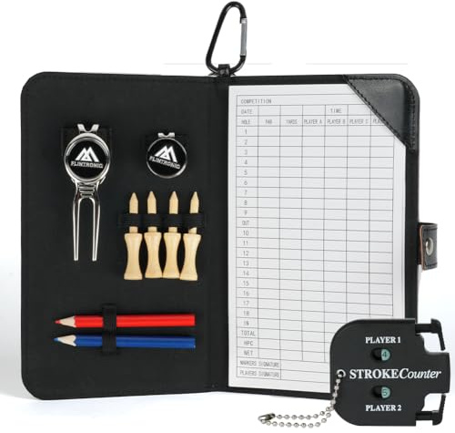 flintronic Golf Scorecard-Halter Set, Leder Golf Scorecard Halter, Scorekartenmappe scorekartenhalter mit Stiftschleife, Geschenk für Golfer