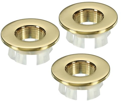 PATIKIL Trabocco Anello 3pz Lavello Rotondo Copertura Lavabo Rivestimento Ottone Inserto Foro Rotondo Tappi per Cucina Bagno Oro