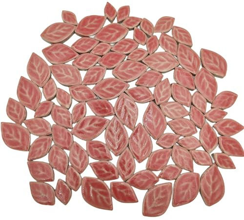 500 g zufällige Blätter Keramik-Mosaikfliesen machen kreative Stücke für DIY, Blumentöpfe, Vasen, Tassen, Gartendekoration, Mosaikherstellung Zubehör (Hellrot)