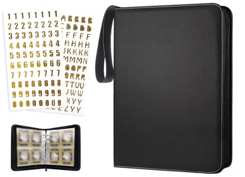 Hitopin Collection de Cartes Livre de Cartes,Album de Cartes à Collectionner,Classeur pour Cartes à Collectionner,Classeur Carte Cartes Noir,Livre Carte Avec Couverture en Cuir(400 Sacs,Noir)