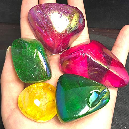 FOPURE Natürliche Galvanisierung Farbiger Stein Kies Quadratischer Stein Kristall Quarz Probe Aquarium Garten Dekoration Dingchi Quarzkristall