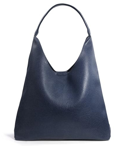 Hobo Bags - Borsa a tracolla da donna in morbida pelle vegana, Blu navy