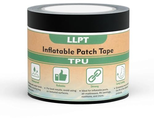 LLPT Uppblåsbart reparationstejp | vattentät hållbar tuff | lim för luftmadrasser hoppslott gummibåtar poolringar luftkudde (IPT5033BK2) | svart | 51 mm x 3 m