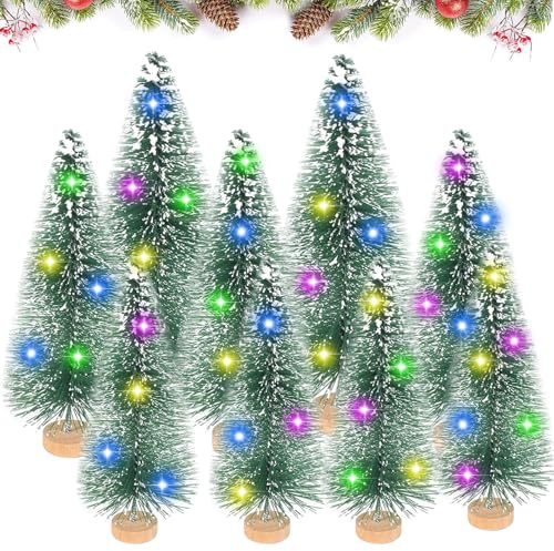 Künstlicher Weihnachtsbaum Mit Beleuchtung, 9 Stück Kleiner Tannenbaum Künstlich, Weihnachtsbaum Mit Schnee, Tannenbaum Künstlich Klein, Kleine Künstliche Weihnachtsbäume Dekorationen Tischdeko