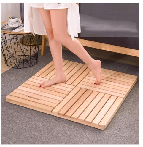 QWEASDF Holzmatte outdoorholzmatte Bad,Duschmatten,Bambus Badematte, rutschfeste Duschmatte, Dusche, Sauna, Indoor & Outdoor, Baderost, Natur,holzmatte outdoorholzmatte Bad(A,W75xL110cm/W30xL43in)