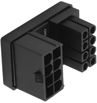 Naroote 8-poliger Stecker, PCIe-90-Grad-Adapter, RVS-Typ, ABS-Gehäuse, Grafikkarten-Stromanschluss, GPU, PCIe-Anschluss, 8-polig, Buchse auf Stecker, 180-Grad-Winkel für Desktop (BLACK)