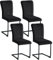 JYMTOM Freischwinger Schwingstuhl Esszimmerstühle mit Rückenlehne-188 (4, Schwarz)