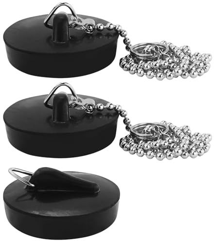 Set di 3 tappi di scarico universali, catena a sfera in acciaio inox con ganci per lavello da cucina, bagno, tappo di scarico