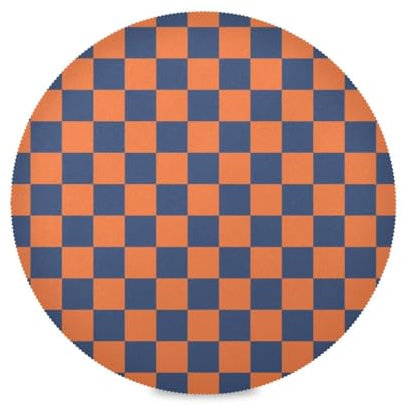 Orange and Blue American Plaid Round Place mats Quilted Reversible placemats Machine Washable placemats Burlap Chargers for Dinner Plates placemats Waterproof Plate Mate 6 for Linen
