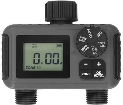 Acouto NH3 4 I Timer 2 Zone Large Sc Outdoor Sprinkler Timer Automatic Wate Garden Hose Faucet Timer with Rain Sensor Port Allows to in Different on Regular Avoiding Waste a