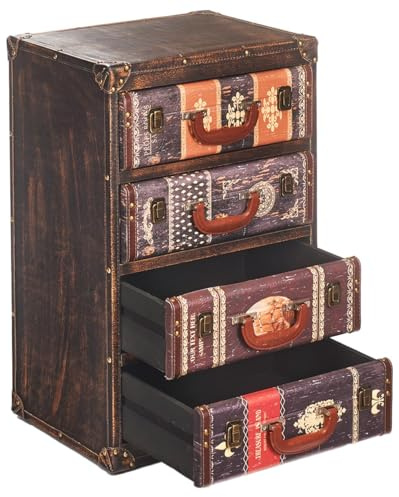 Kobolo Kommode TAIO aus MDF 4 Schubladen 41x32x64 cm Braun