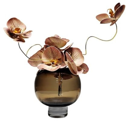 Flores artificiales en jarrones Florero de cristal de Curry ligero de lujo, flores de simulación de orquídeas y mariposas, mesa de comedor for sala de estar, mesa de centro, adornos decorativos Decora