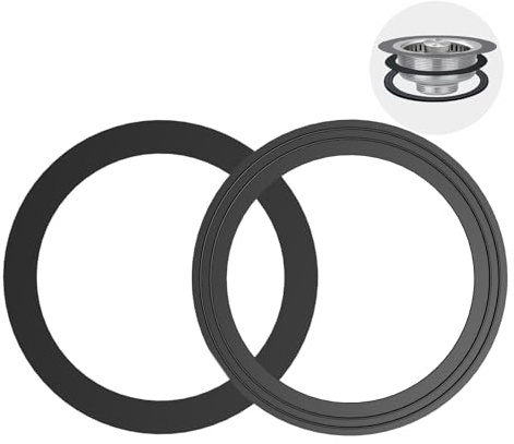 RQYEKDO 2PC Kitchen Sink Strainer Gasket Seal Rings， Fits Standard 3-1/2 inch Sink Drains,Garbage Disposal Rubber Seal Kit for InSinkErator 80032 Compatible Models, No Plumber's Putty Required (1Pack)