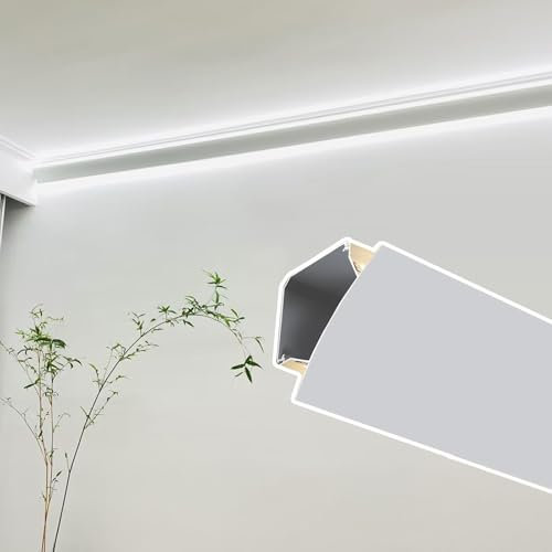 Gesimsleiste LED-K für indirekte Beleuchtung, lineare Aluminiumschiene für Wanddeckenkantenverkleidung, verbessert die Atmosphäre mit Doppel-Lichtleiste